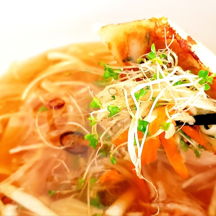 野菜たっぷり中華スープで食べるパリパリ餃子